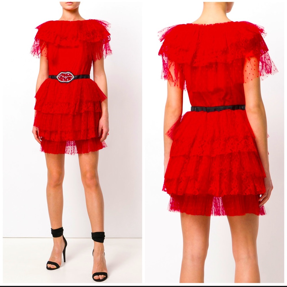 MSGM Layered Tulle Mini Dress Red Size 42/8